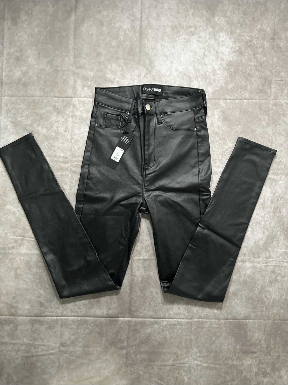 Fashion Nova Black Faux Leather Skinny Jeans